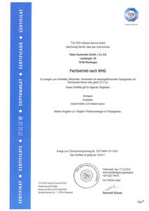 Certificate Fachbetrieb nach WHG